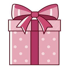 Pink polka dot gift box vector