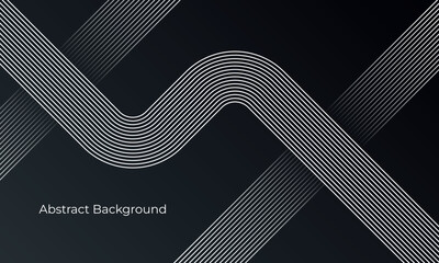 Abstract black background with white curved lines