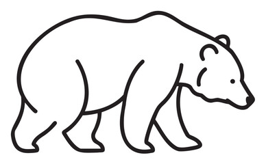 Obraz premium Black outline vector icon of a simple walking bear. minimal linear illustration for wildlife and nature concepts.