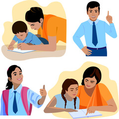 Fototapeta premium indian teacher helping student
