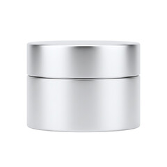 Silver cosmetic jar mockup for cream