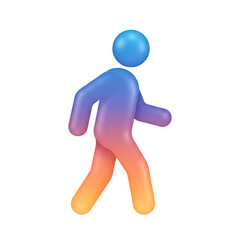 Colorful figure walking forward icon