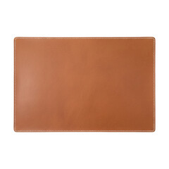 Brown leather placemat with white stitching