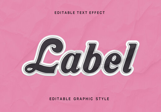 Black Paper Sticker Text Effect Outline Retro Script Font
