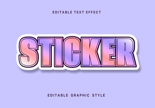 Gradient Sticker Text Effect Outline Bold 3D Font