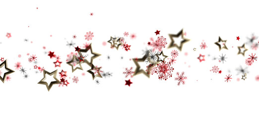Christmas holiday background with red stars and snowflakes. Festive design for cards, decorations, and winter season celebration.