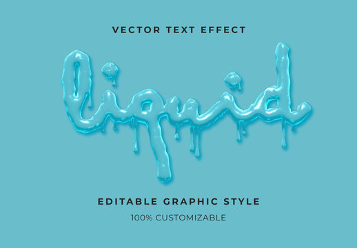 Water Glossy Liquid Text Effect Water Dripping Fluid Font