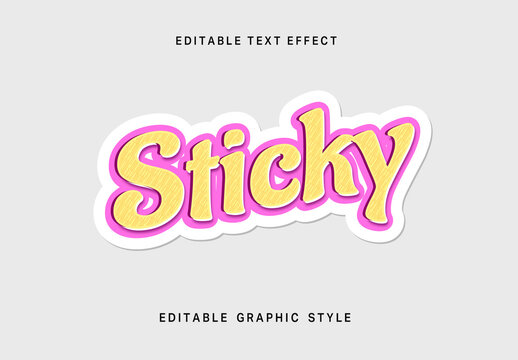 Yellow Sticker Text Effect Comic Handwritten Font