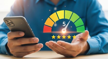 Customer experience satisfaction with five star rating