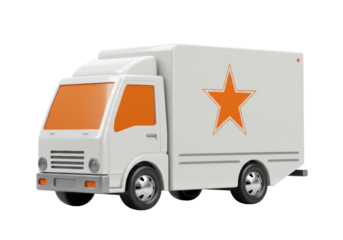 Isolated Delivery Cargo Box Truck, Parcel Transportation, Commerce and Distribution Network