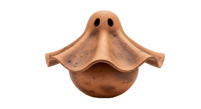“Ceramic Ghost Sculpture PNG – Minimalist Transparent Halloween Clipart”