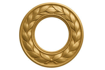 Golden laurel wreath isolated on transparent background, decorative element