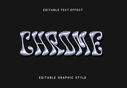 Silver 3D Liquid Chrome Text Effect Shiny Metallic Bubble Font