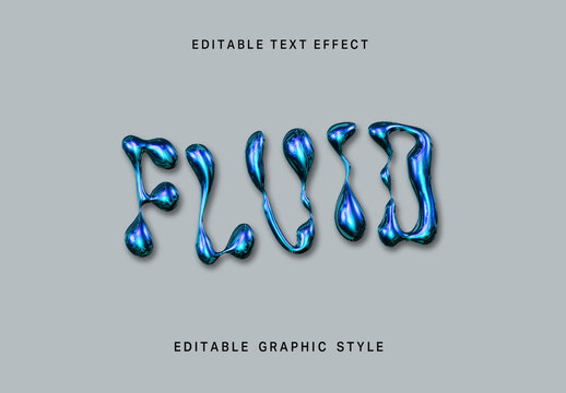 Blue 3D Liquid Chrome Text Effect Glossy Bubble Font