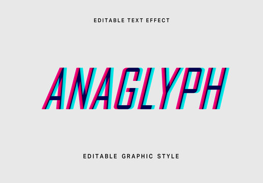 Cyan 3D Anaglyph VHS Retro Text Effect Glitch Distorted Font