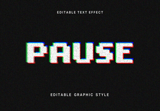 White Pixelated Grain VHS Retro Text Effect Distorted Bold Font