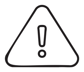 Black outline illustration of a triangular caution sign with a bold exclamation mark in the center, symbolizing warning or alert.