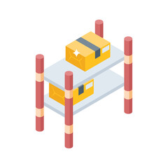 Warehouse rack isometric icon in modern design style