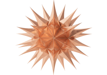 Isolated abstract rose gold starburst with sharp points, modern festive decoration object