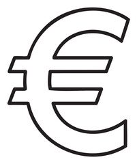 Fototapeta premium Black outline icon of a euro currency symbol in a minimal linear style.