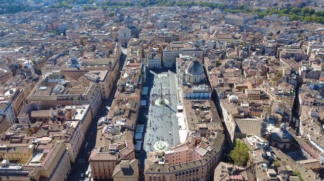 Piazza Navona square in Rome Italy aerial view 4K
