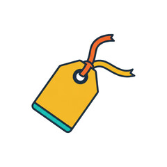 Fototapeta premium Yellow price tag with orange and yellow ribbon on background label sale