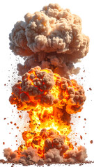 Massive explosion with billowing smoke and flames