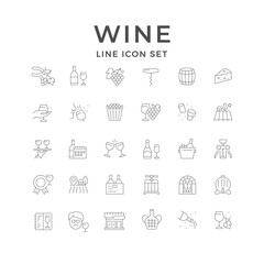 Set line icons of wine