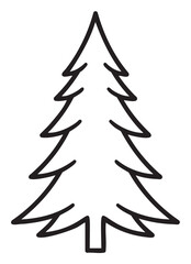 Obraz premium Black outline of a simple evergreen tree with symmetrical branches, ideal for nature and holiday themes.