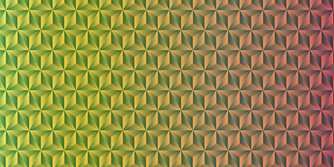 Abstract geometric pattern with a gradient of warm colors from green to red