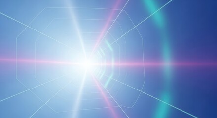 Abstract blue and purple light streaks and blurs creating a futuristic cosmic atmosphere