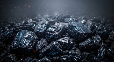 A pile of coal with sparks flying around.