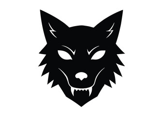 Obraz premium creepy wolf mask silhouette vector icon