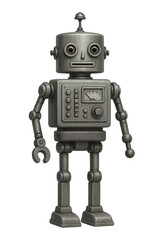 Vintage robot toy with mechanical features and retro design elements,png on transparent background