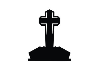 cross grave silhouette vector icon