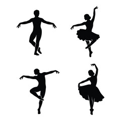Silhouettes of ballet dancers in graceful poses capturing movement and artistic expression silhouette © JASMIN