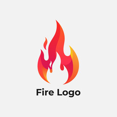 Simple fire flame logo vector, Abstract burning symbol, Bonfire silhouette design, Creative brand icon
