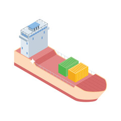 Here is a modern style isometric icon of cargo ship, ready to use vector