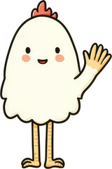 Cute Cartoon Chicken Waving Hello with a Smile.