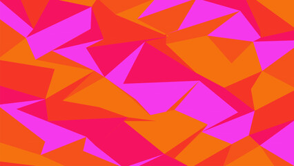 Abstract geometric background with triangles in vibrant orange pink and red