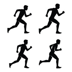 Dynamic silhouette figures of athletes in motion capturing the energy of running and sports activity silhouette