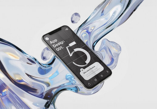 Futuristic Smartphone Mockup with Fluid Glass Aesthetic