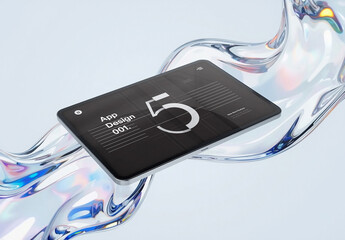 Futuristic Tablet Mockup with Fluid Glass Aesthetic