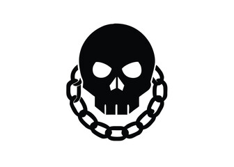 dark chain skull silhouette vector icon