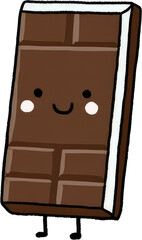 Cute Chocolate Bar Cartoon Illustration with Smiling Face.
