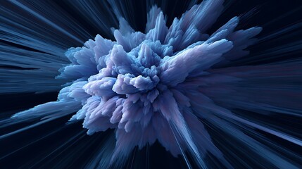 Abstract blue and white explosion with pixelated texture, creating a dynamic and visually striking composition
