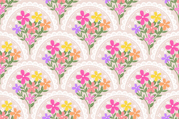 flower pattern seamless, silhouette of hibiscus flowers, hand drawn botanical.