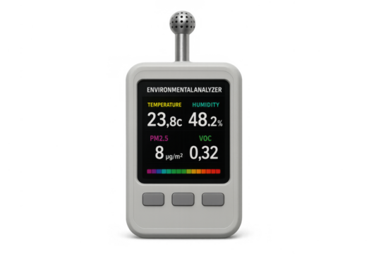 Environmental air quality monitor analyzing pollution levels