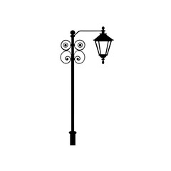 Illustration of an ornate street lamp post silhouette