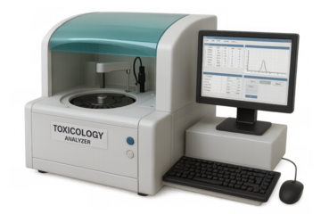 Toxicology analyzer performing scientific medical diagnostic laboratory analysis